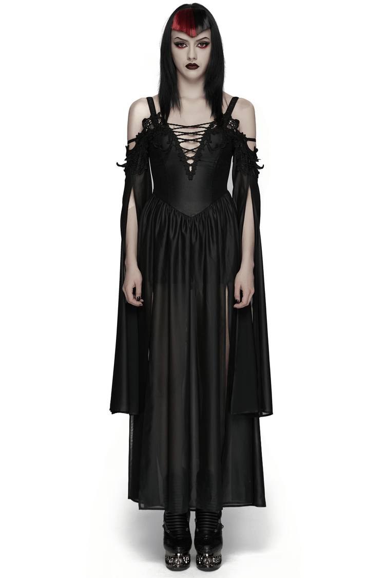 Elegant Women's Chiffon Maxi Dress with Cape Sleeves - image 1
