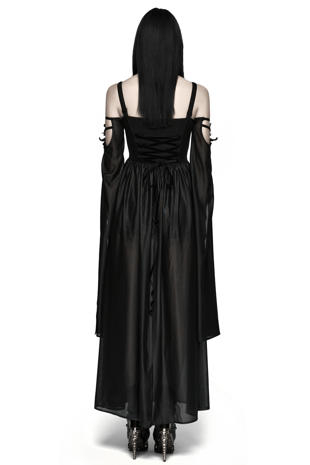 Elegant Women's Chiffon Maxi Dress with Cape Sleeves - image 2