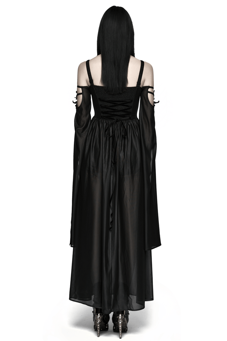 Elegant Women's Chiffon Maxi Dress with Cape Sleeves - image 2