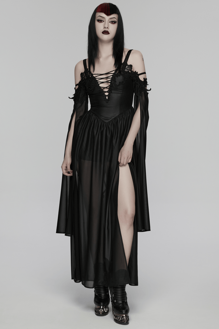 Elegant Women's Chiffon Maxi Dress with Cape Sleeves - image 12