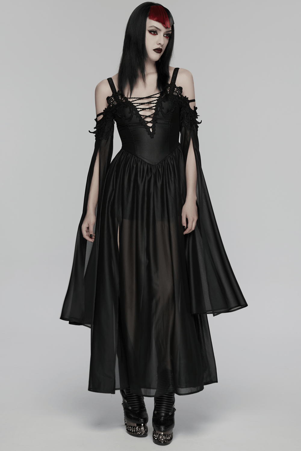 Elegant Women's Chiffon Maxi Dress with Cape Sleeves - image 14