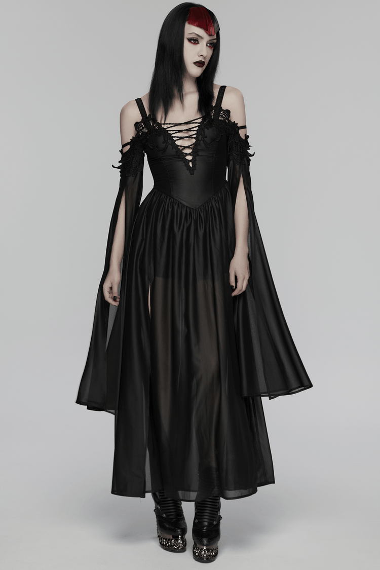 Elegant Women's Chiffon Maxi Dress with Cape Sleeves - image 14