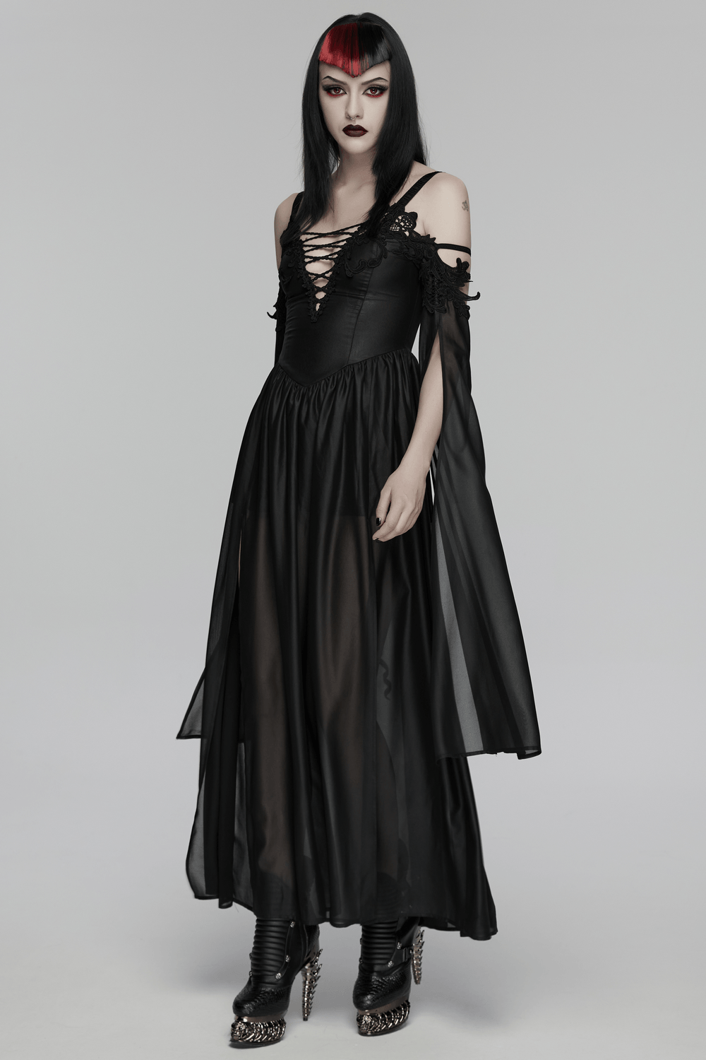 Elegant Women's Chiffon Maxi Dress with Cape Sleeves - image 15