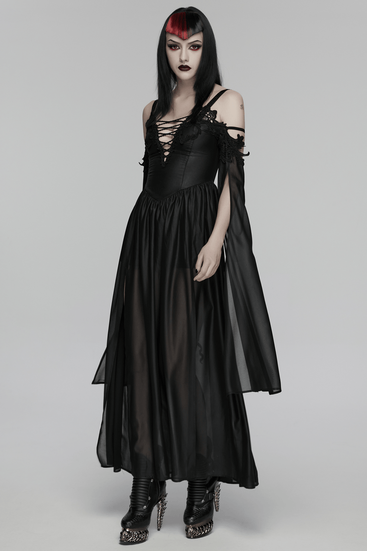 Elegant Women's Chiffon Maxi Dress with Cape Sleeves - image 15