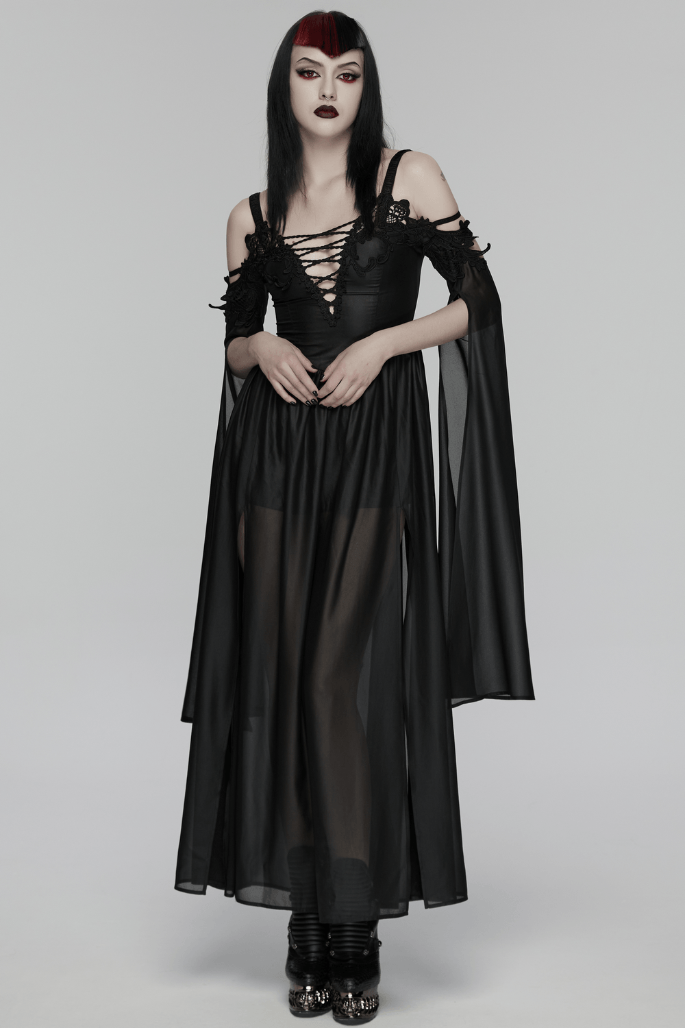 Elegant Women's Chiffon Maxi Dress with Cape Sleeves - image 16