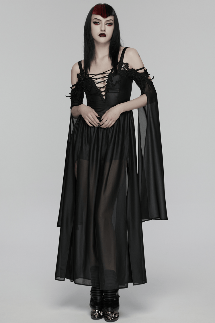 Elegant Women's Chiffon Maxi Dress with Cape Sleeves - image 16