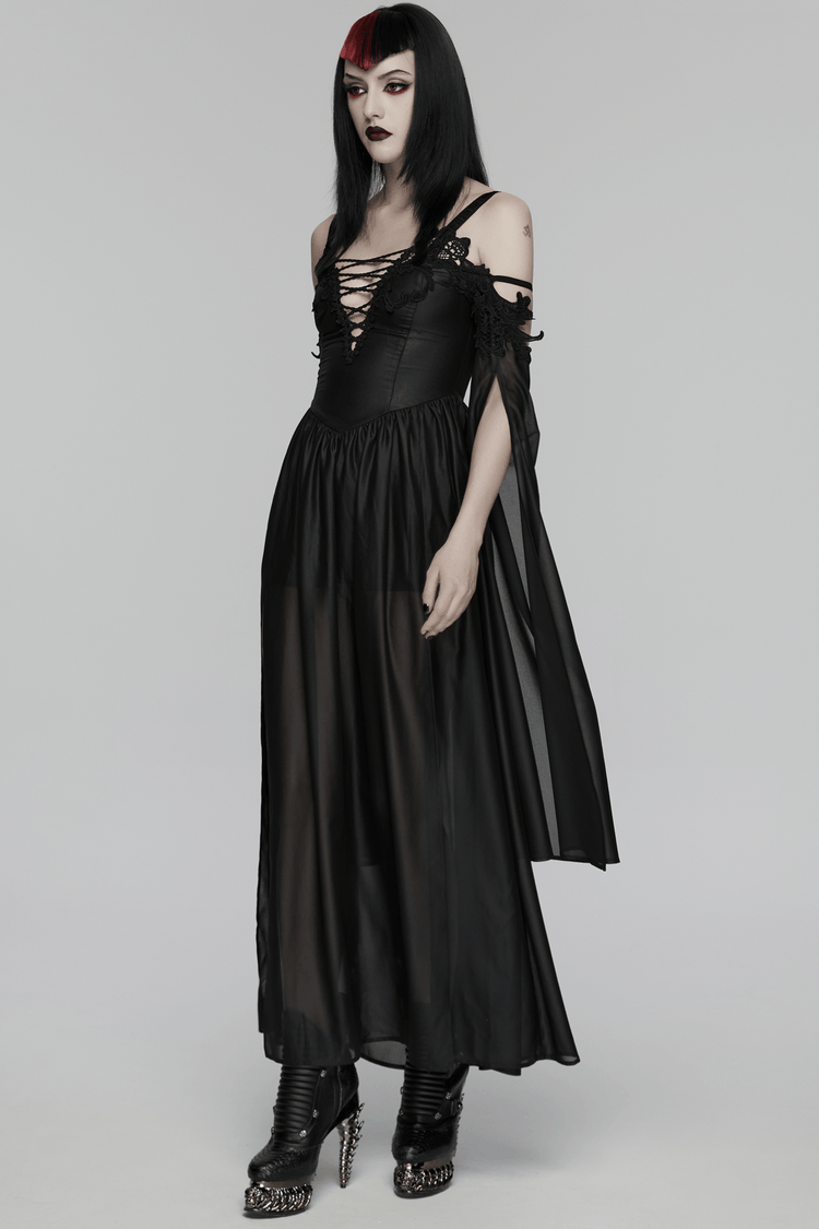 Elegant Women's Chiffon Maxi Dress with Cape Sleeves - image 13