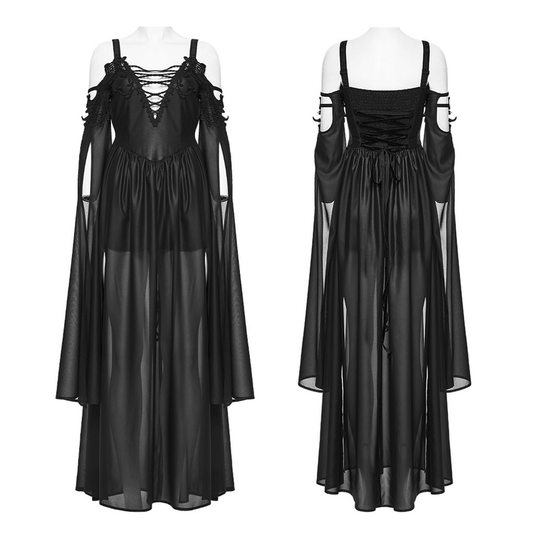 Elegant Women's Chiffon Maxi Dress with Cape Sleeves - image 3