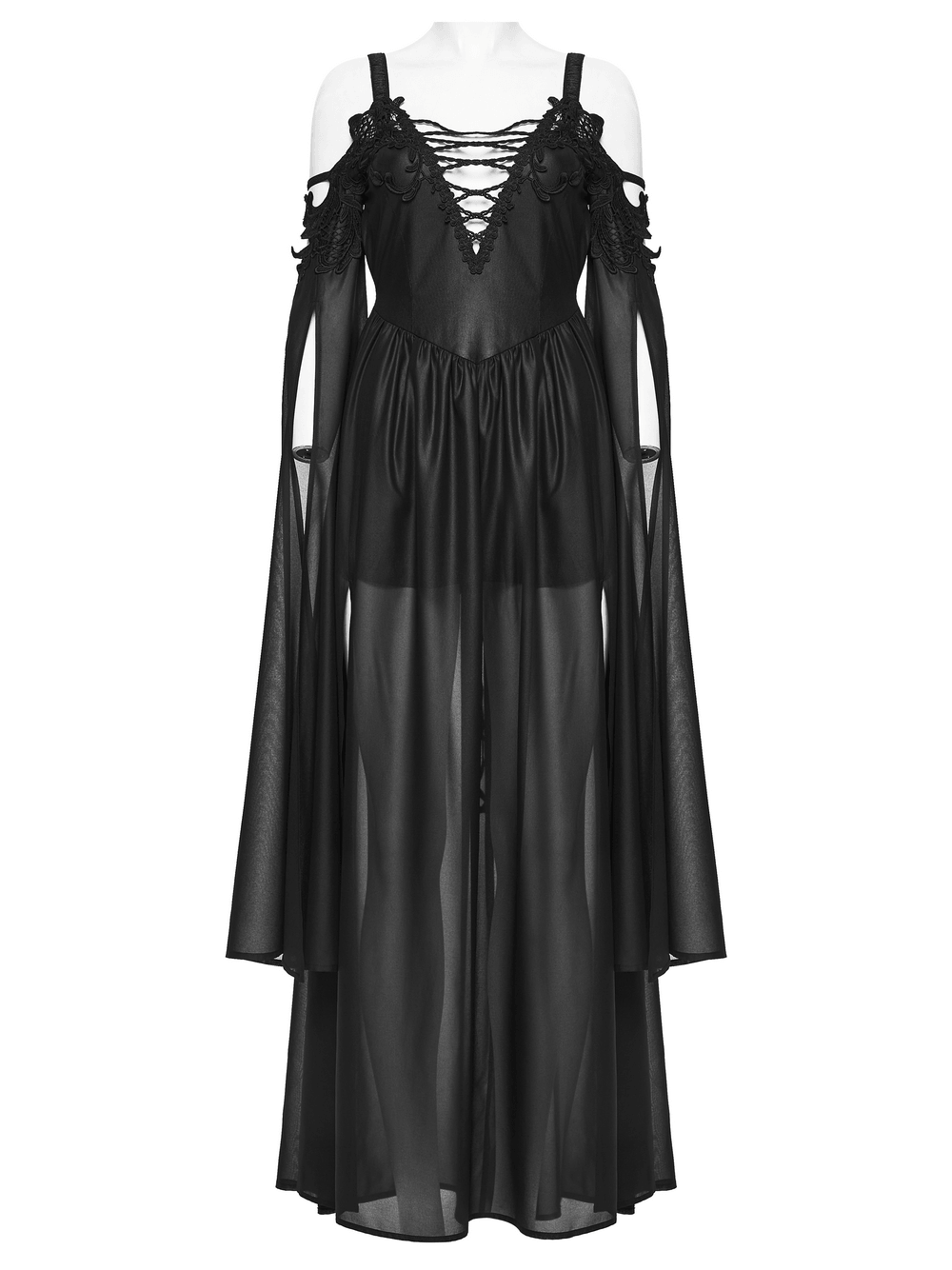 Elegant Women's Chiffon Maxi Dress with Cape Sleeves - image 4