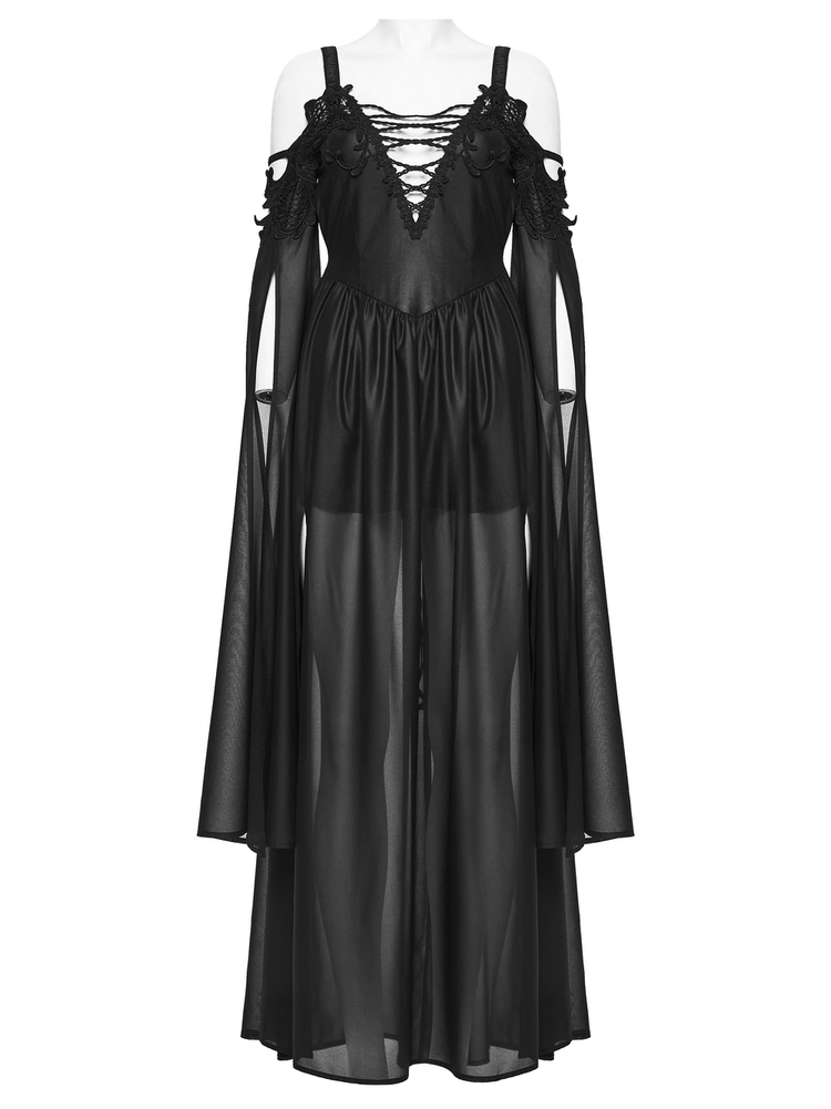Elegant Women's Chiffon Maxi Dress with Cape Sleeves - image 4