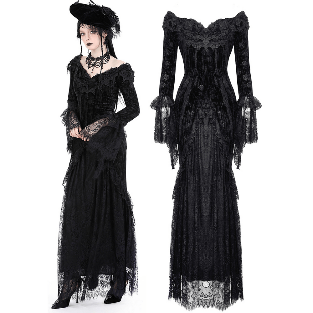 Elegant Women's Lace Off-Shoulder Victorian Long Dress - image 3