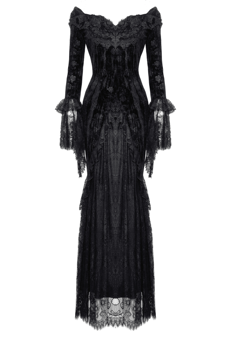 Elegant Women's Lace Off-Shoulder Victorian Long Dress - image 4