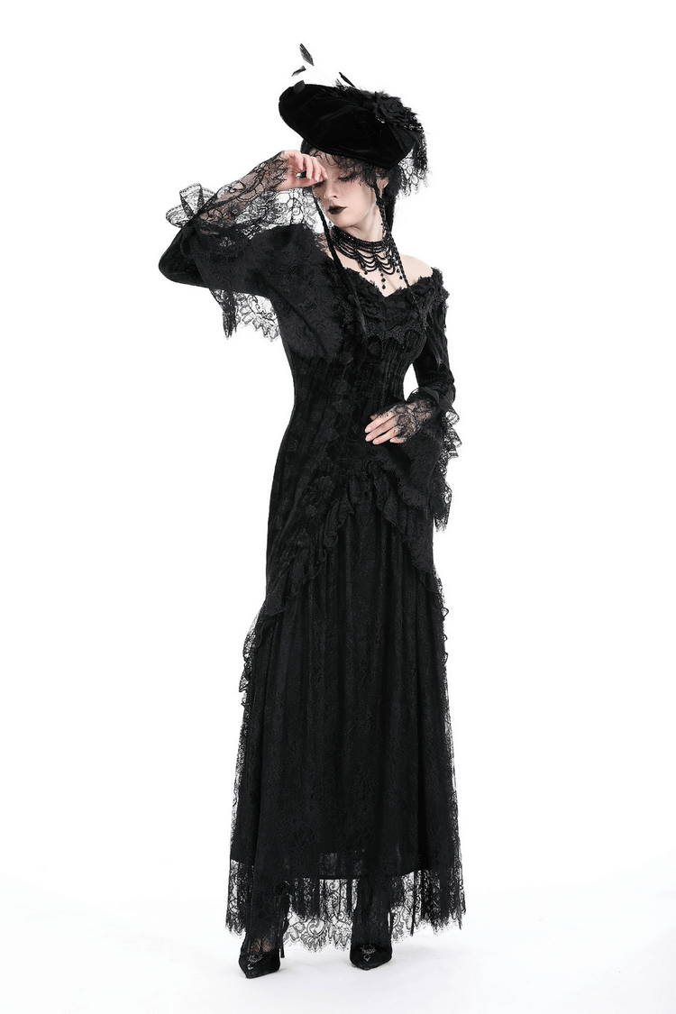 Elegant Women's Lace Off-Shoulder Victorian Long Dress - image 13