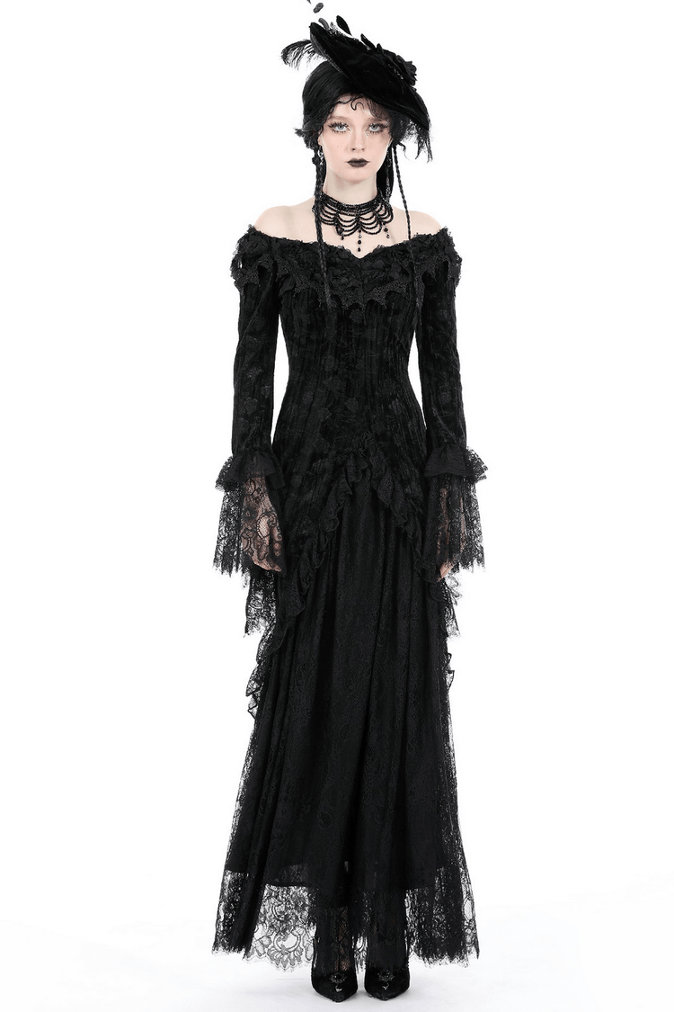 Elegant Women's Lace Off-Shoulder Victorian Long Dress - image 1