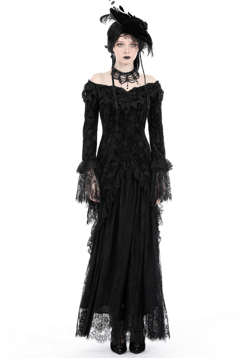 Elegant Women's Lace Off-Shoulder Victorian Long Dress - image 1