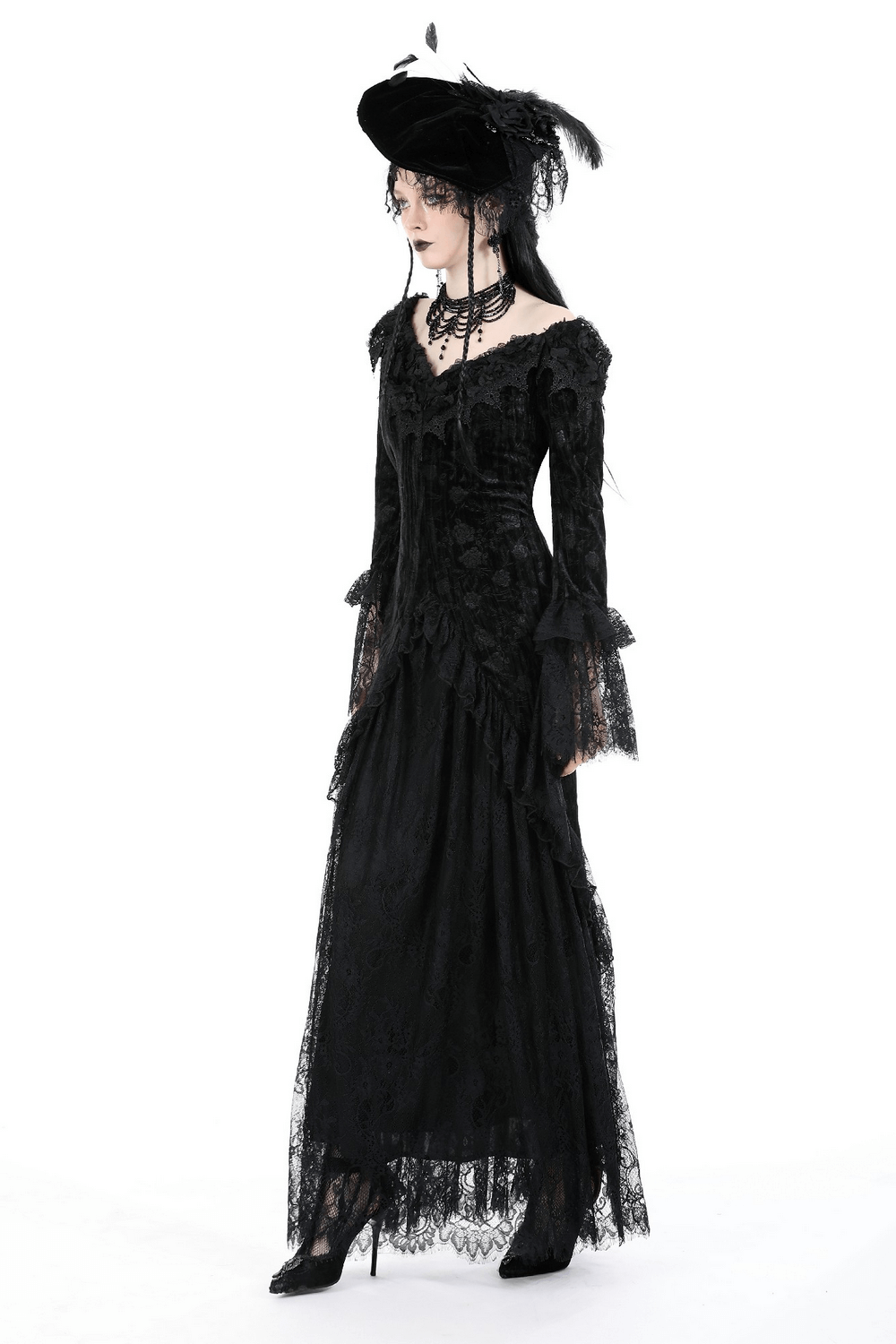 Elegant Women's Lace Off-Shoulder Victorian Long Dress - image 15
