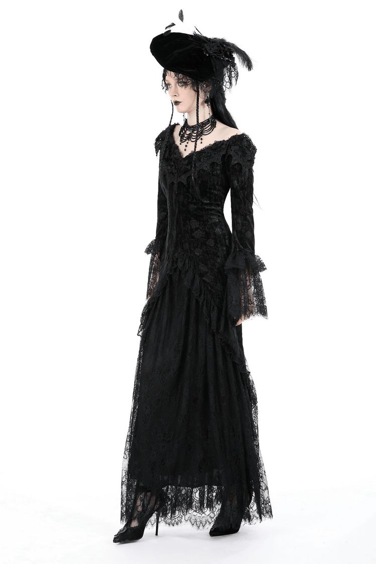 Elegant Women's Lace Off-Shoulder Victorian Long Dress - image 15
