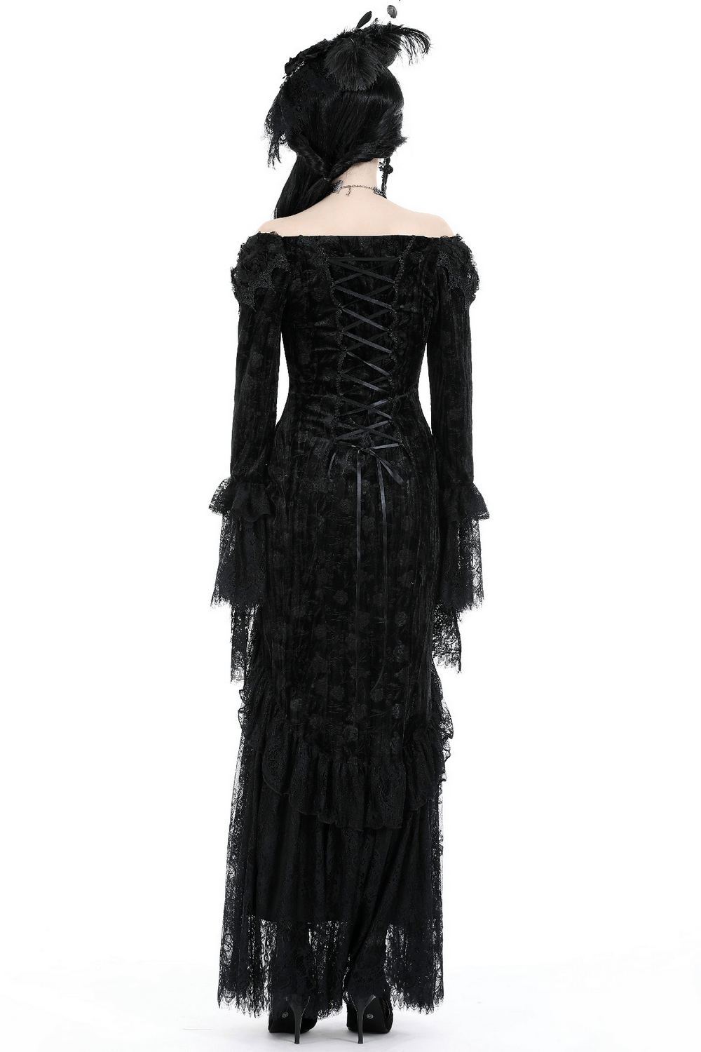 Elegant Women's Lace Off-Shoulder Victorian Long Dress - image 2