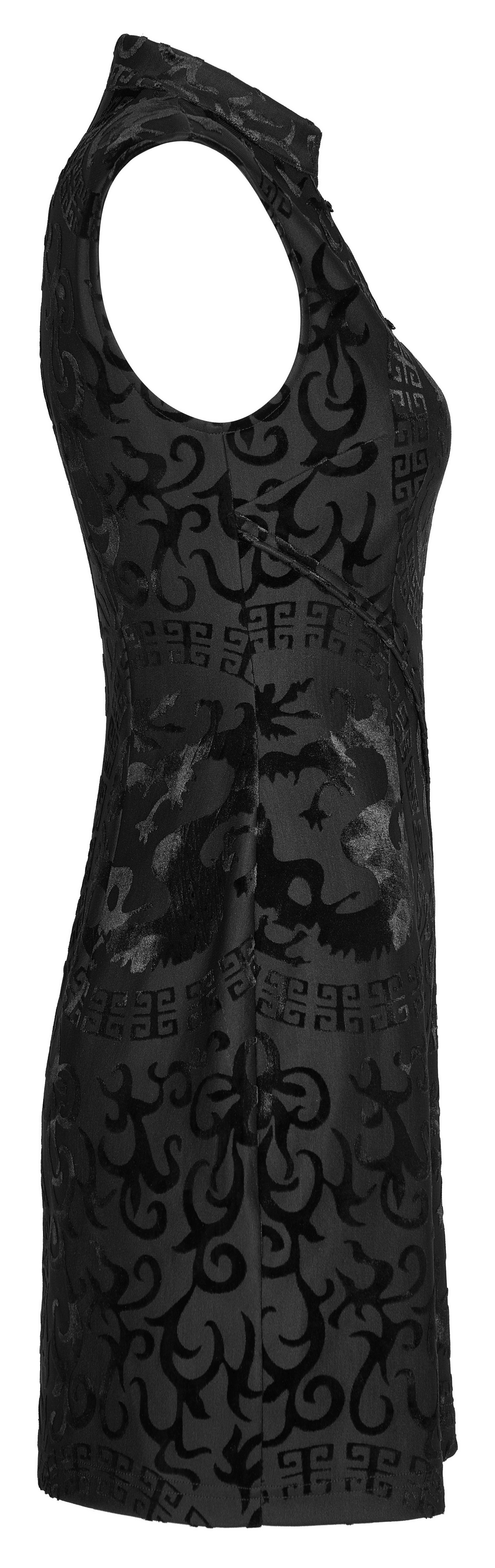 Embroidered Dragon A-Line Dress in Stretch Velvet - image 5