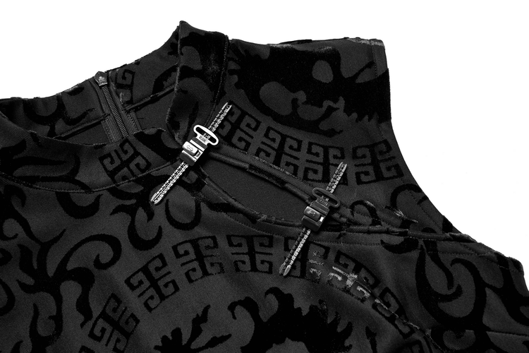 Embroidered Dragon A-Line Dress in Stretch Velvet - image 7