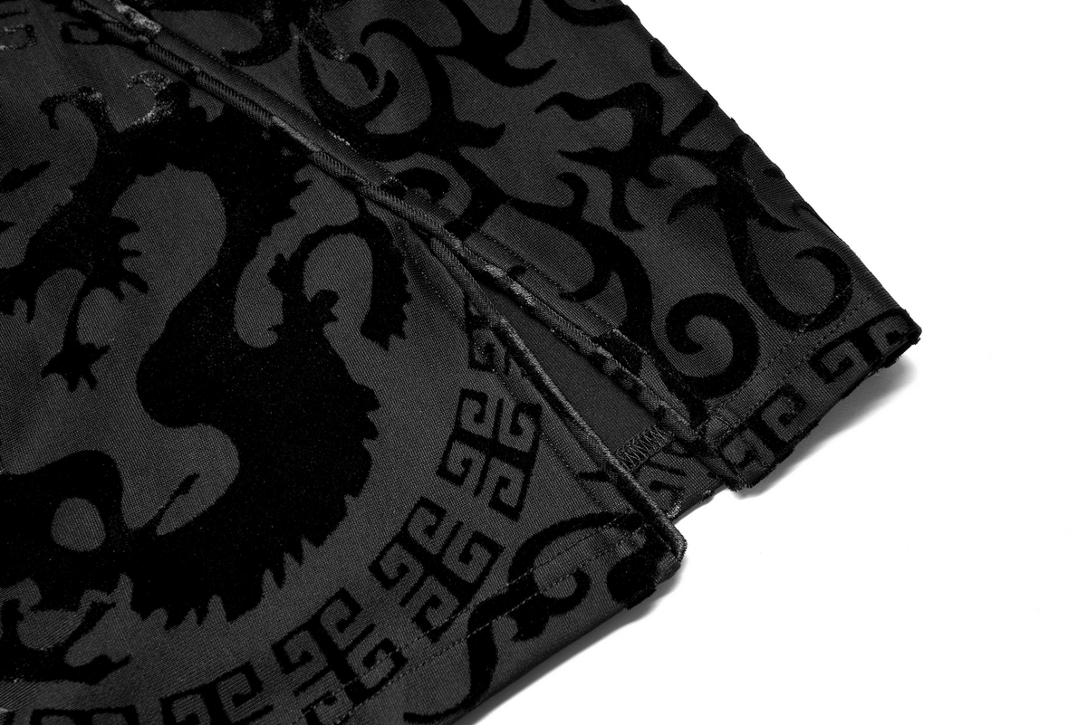 Embroidered Dragon A-Line Dress in Stretch Velvet - image 9