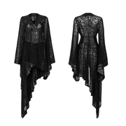 Embroidered Flocking Net Gothic Kimono Dress with Detachable Belt - image 3