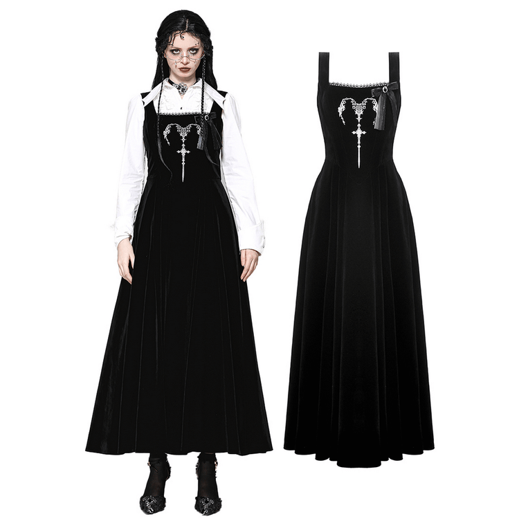 Enchanting Black Long Dress with Lace-Up Back - image 3