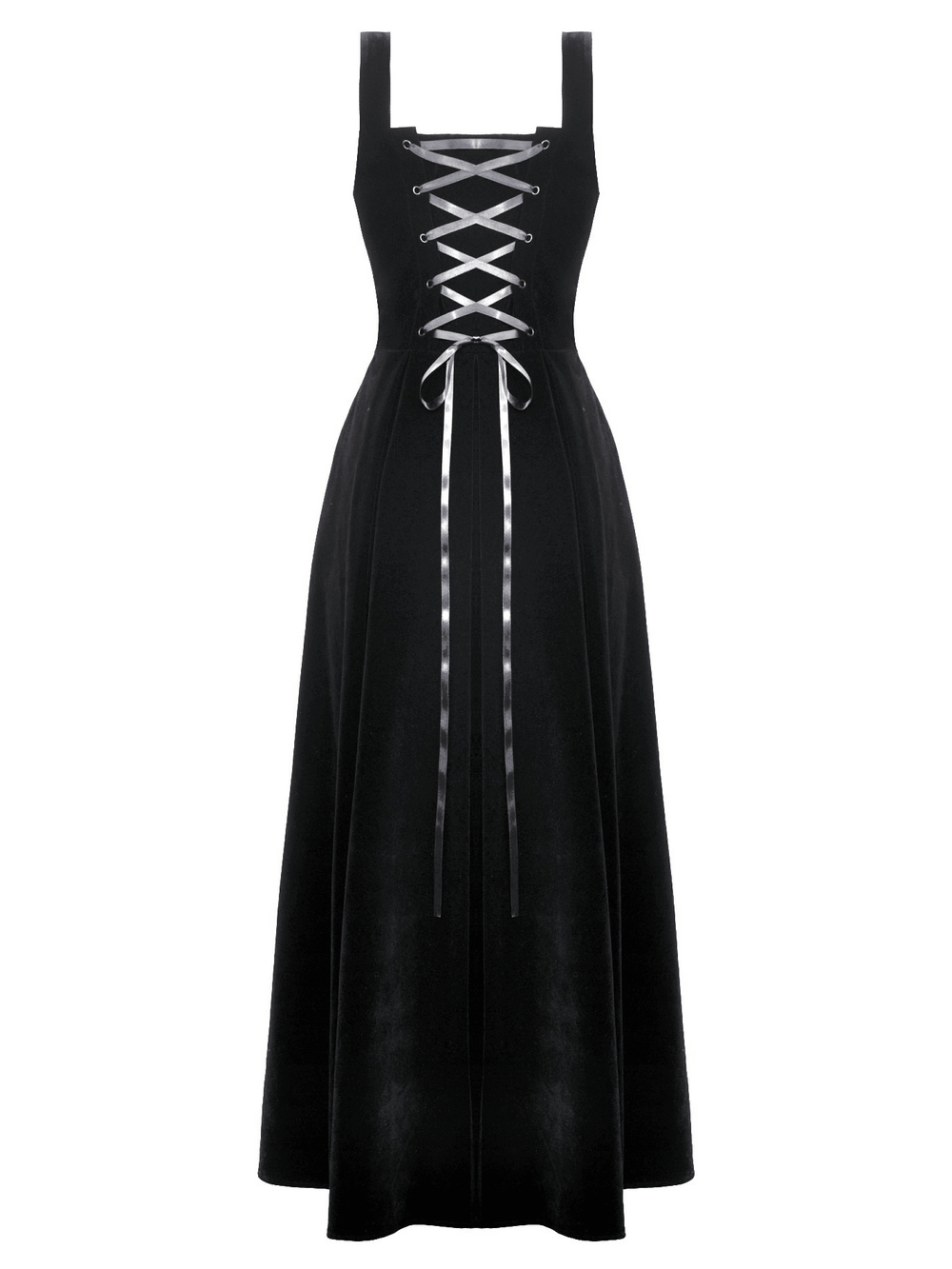 Enchanting Black Long Dress with Lace-Up Back - image 5