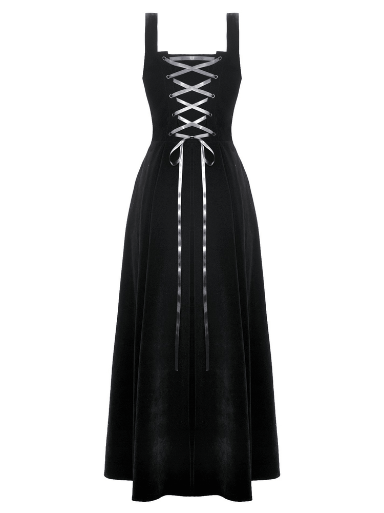 Enchanting Black Long Dress with Lace-Up Back - image 5