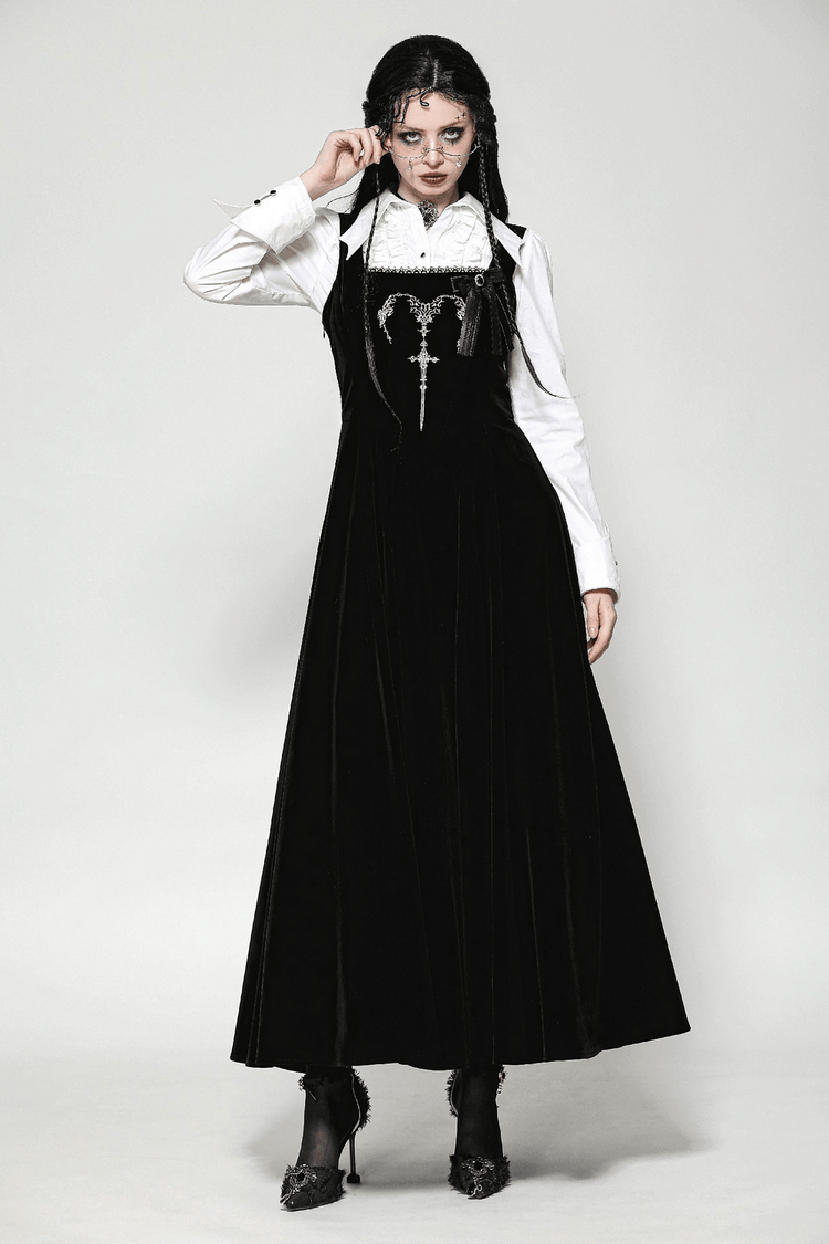 Enchanting Black Long Dress with Lace-Up Back - image 12