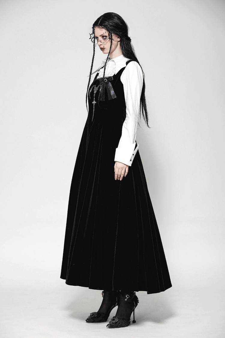 Enchanting Black Long Dress with Lace-Up Back - image 15