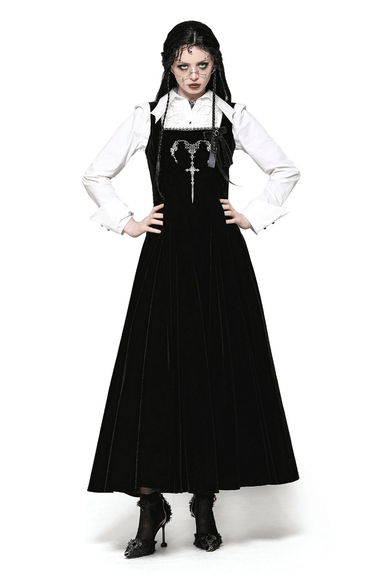 Enchanting Black Long Dress with Lace-Up Back - image 1