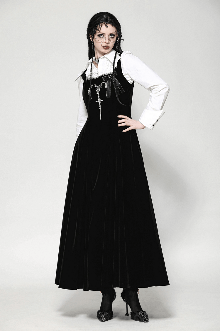 Enchanting Black Long Dress with Lace-Up Back - image 16