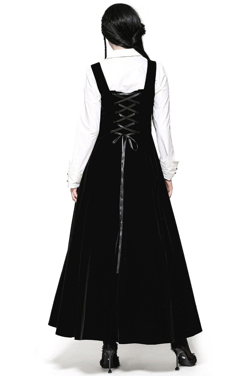 Enchanting Black Long Dress with Lace-Up Back - image 2