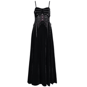 Enchanting Velvet Maxi Dress with Beaded Lace Appliques - image 3