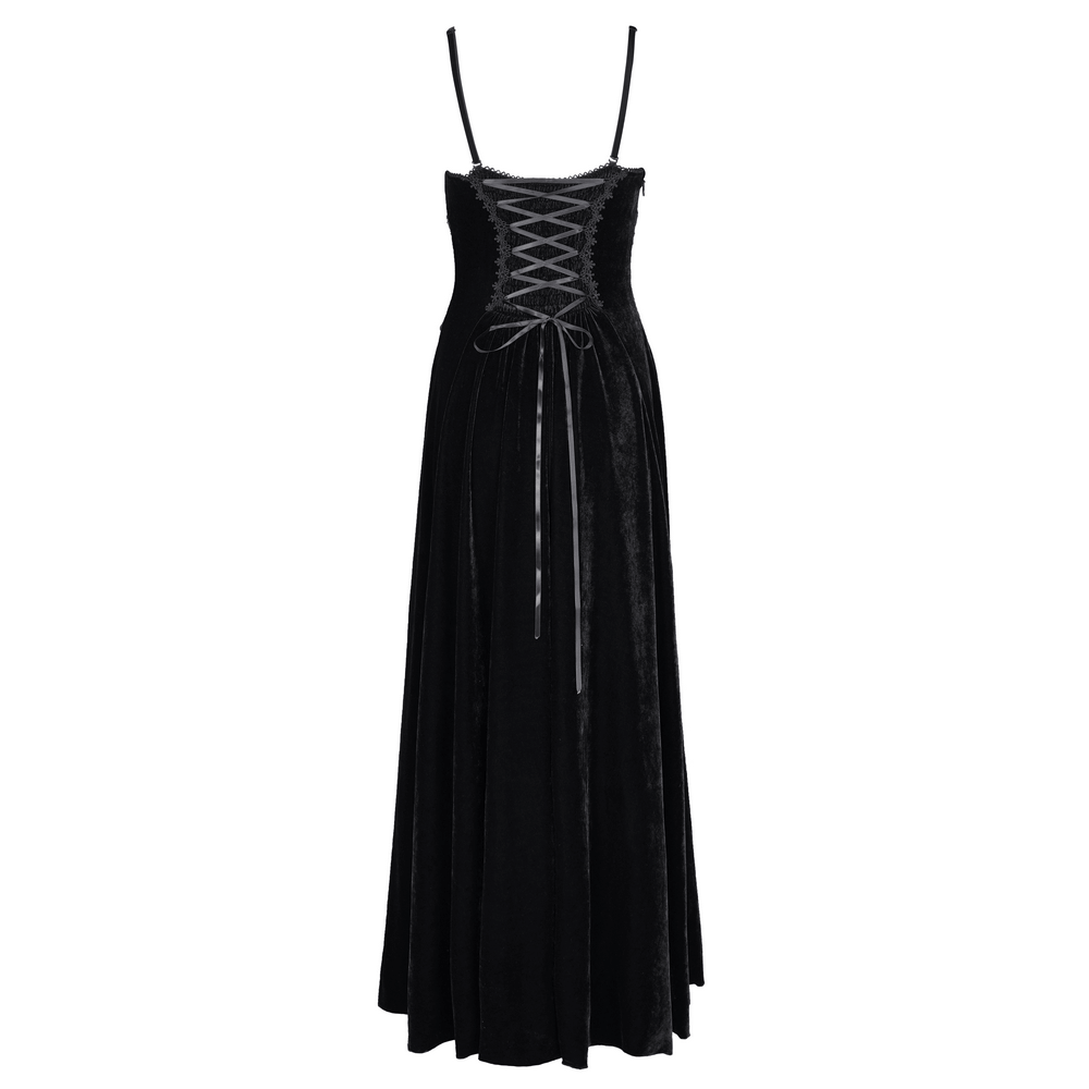 Enchanting Velvet Maxi Dress with Beaded Lace Appliques - image 5