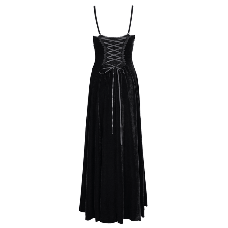 Enchanting Velvet Maxi Dress with Beaded Lace Appliques - image 5