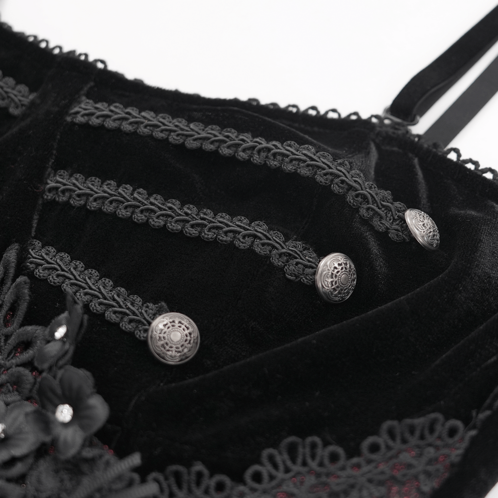 Enchanting Velvet Maxi Dress with Beaded Lace Appliques - image 7