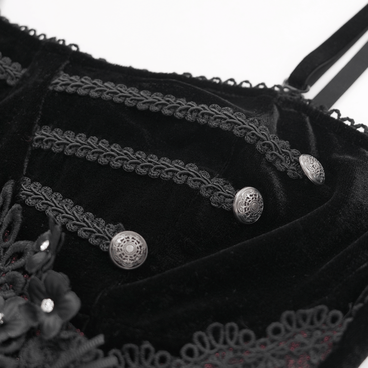 Enchanting Velvet Maxi Dress with Beaded Lace Appliques - image 7