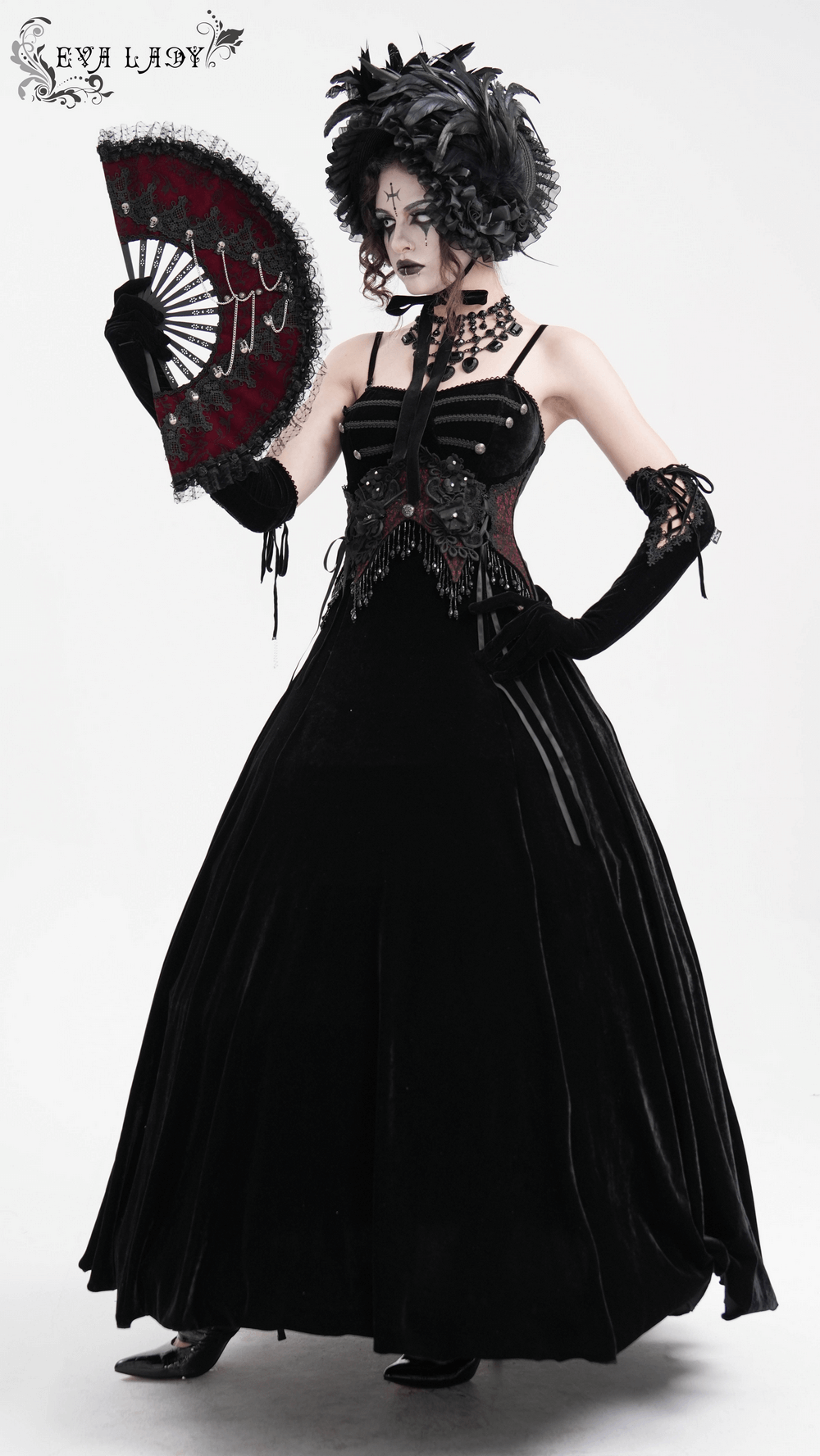 Enchanting Velvet Maxi Dress with Beaded Lace Appliques - image 15