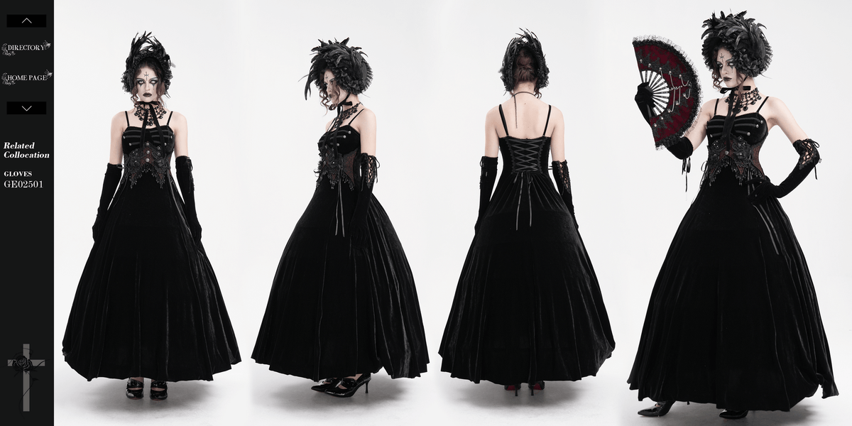 Enchanting Velvet Maxi Dress with Beaded Lace Appliques - image 16