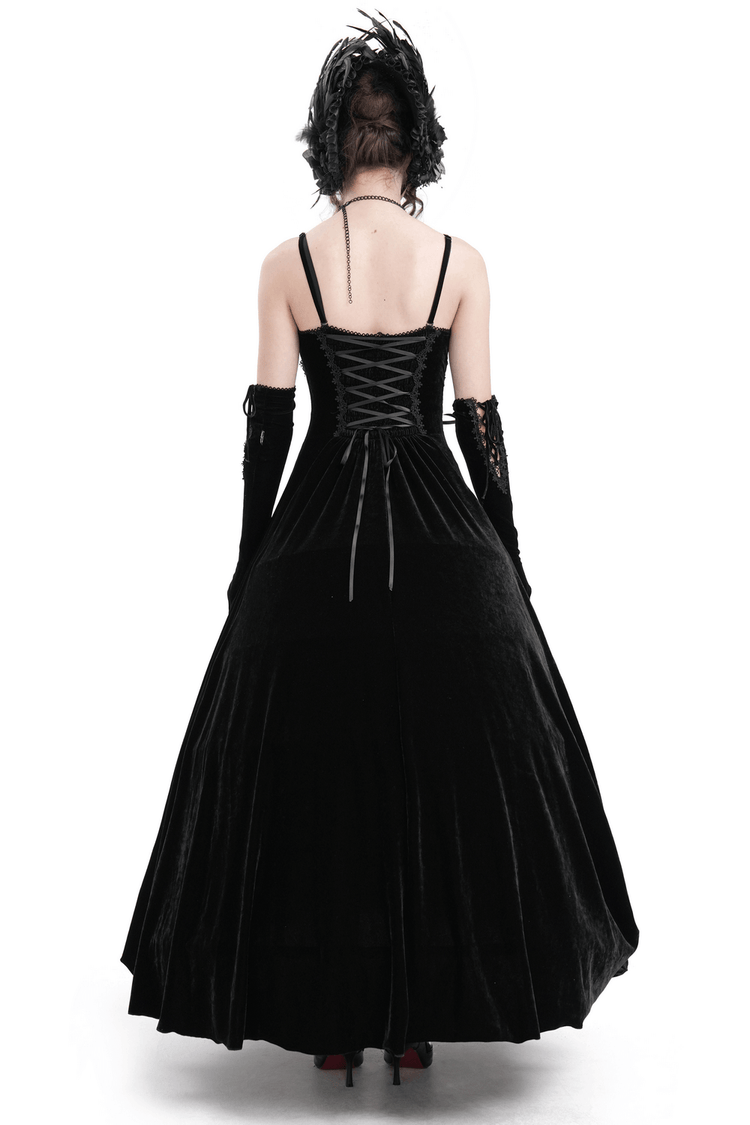 Enchanting Velvet Maxi Dress with Beaded Lace Appliques - image 2