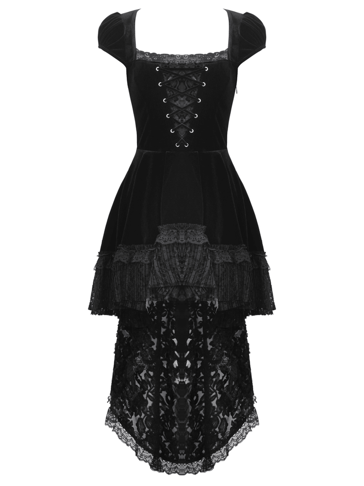 Exquisite Swallowtail Dress with Lace and Shell-Sleeves - image 4