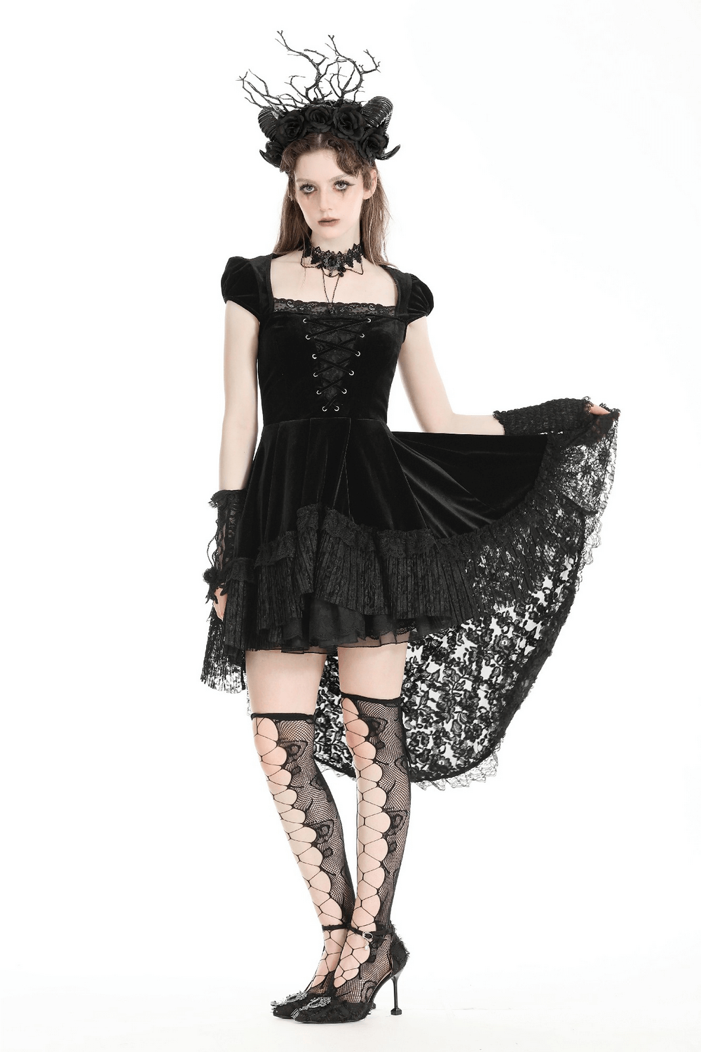 Exquisite Swallowtail Dress with Lace and Shell-Sleeves - image 15