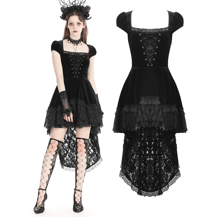Exquisite Swallowtail Dress with Lace and Shell-Sleeves - image 3