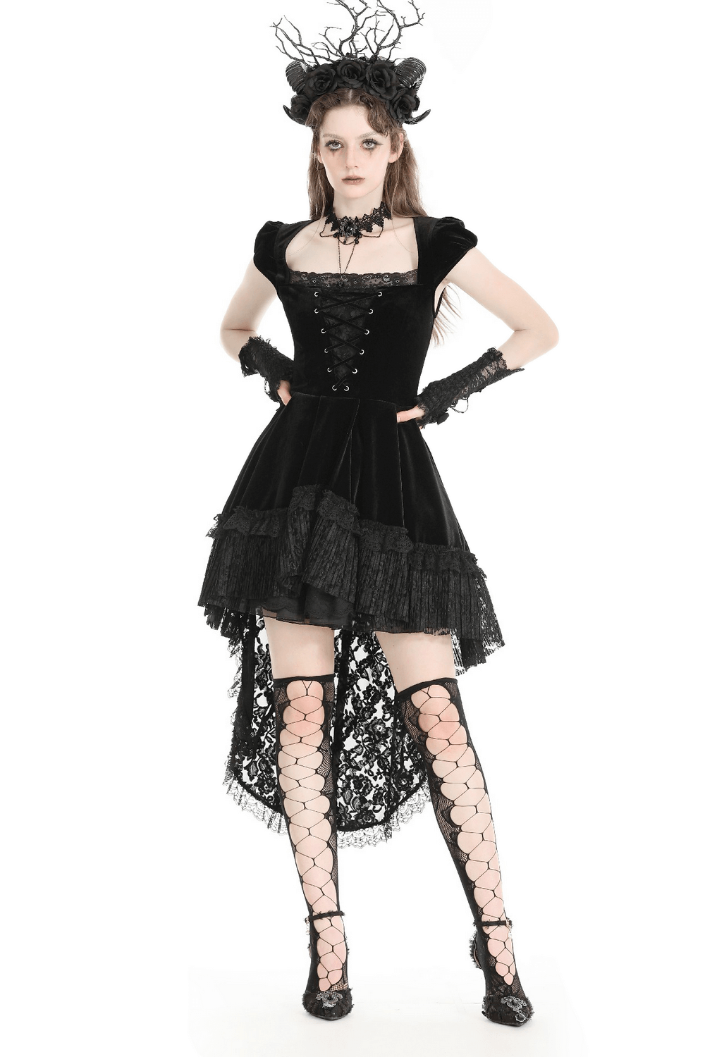 Exquisite Swallowtail Dress with Lace and Shell-Sleeves - image 1