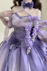 Purple Bowknot Irregular Sweet Princess Lolita Jsk Dress - Product - 4