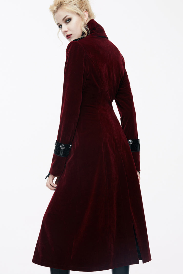 Red Stand Collar Retro Stage Costume Women's Gothic Coat - Product - 7