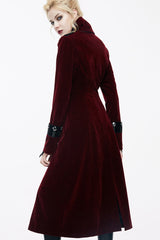 Red Stand Collar Retro Stage Costume Women's Gothic Coat - Product - 7