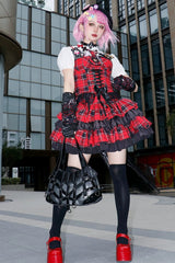 Black Patchwork Studded Punk Lolita Crossbody Bag - Product - 4